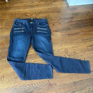 PAIGE Midnight Blue Skinny Jeans with Zipper Details